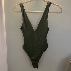 Zara Olive Green V-Neck Bodysuit